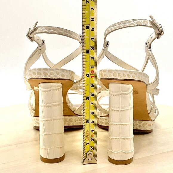 Vince Camuto Neloette Ivory Leather Croc Texture Platform Heel Sandal Sz 5.5 NEW - Picture 8 of 12